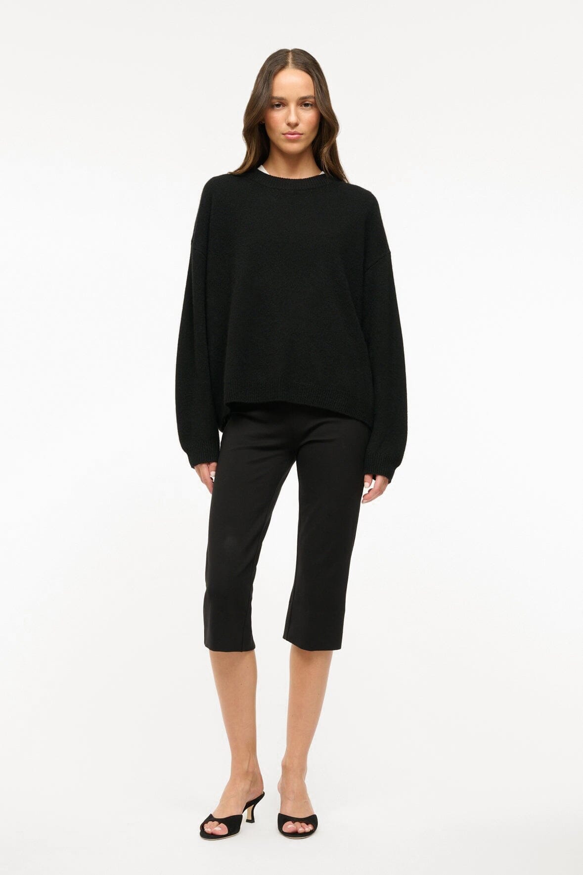 STAUD | Leone Pant Black - Cropped Black Fitted Pants