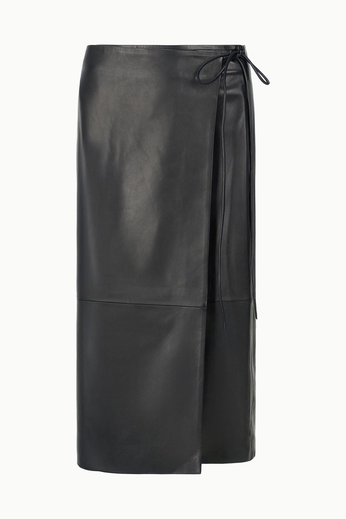 STAUD | Roman Leather Wrap Skirt Black