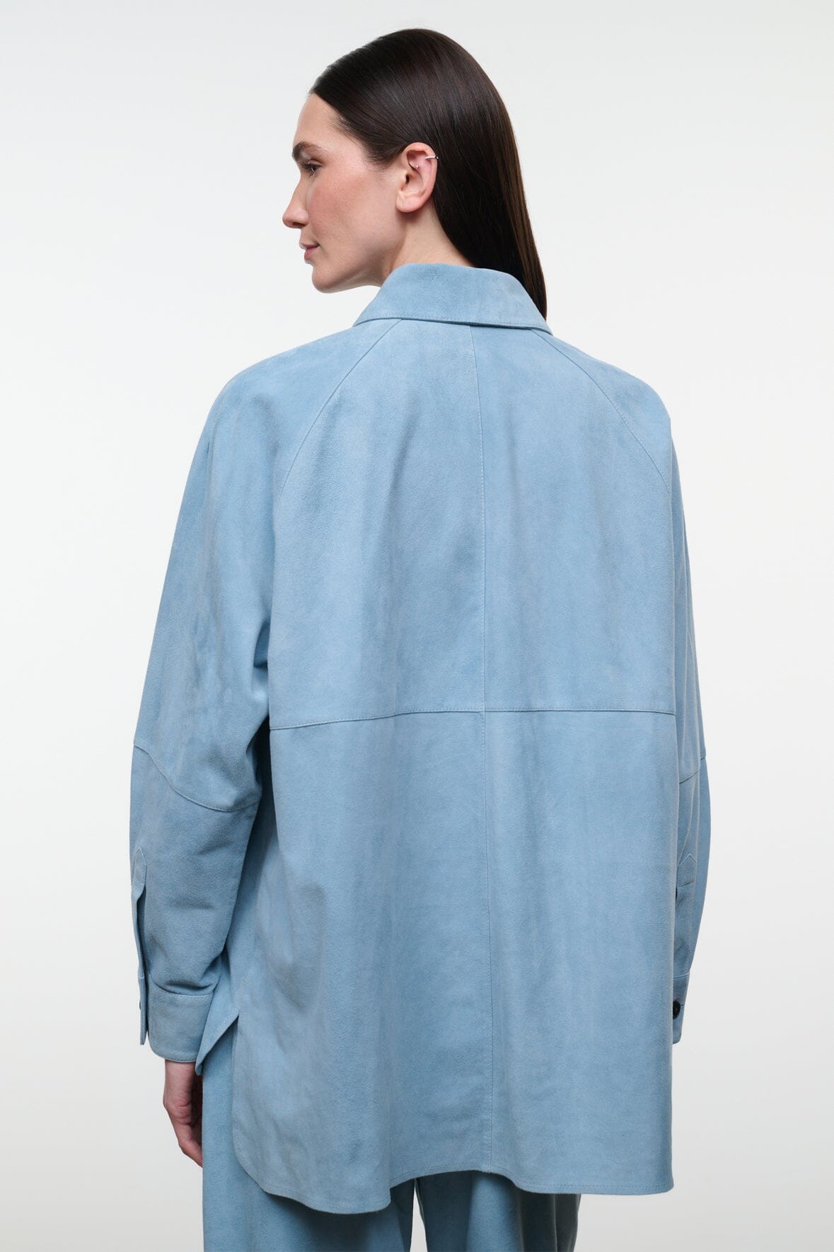 STAUD | Josette Suede Shirt Sky