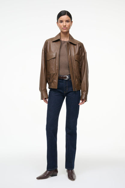 STAUD | Eugene Leather Jacket Truffle