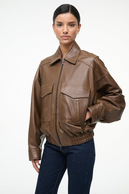 STAUD | Eugene Leather Jacket Truffle