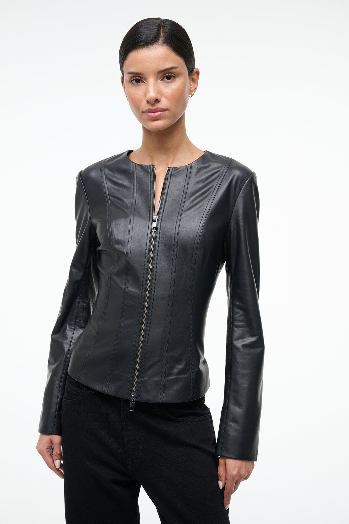 STAUD | Wells Leather Jacket Black