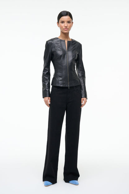 STAUD | Wells Leather Jacket Black