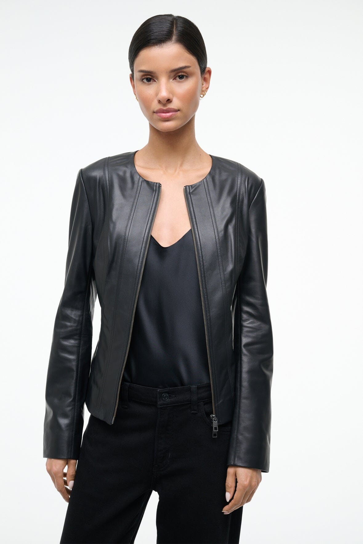 STAUD | Wells Leather Jacket Black