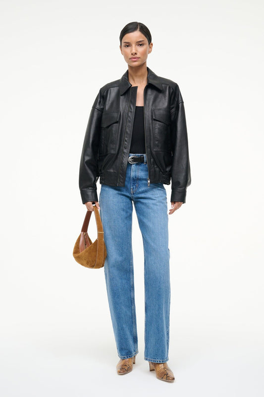 STAUD | Eugene Leather Jacket Black