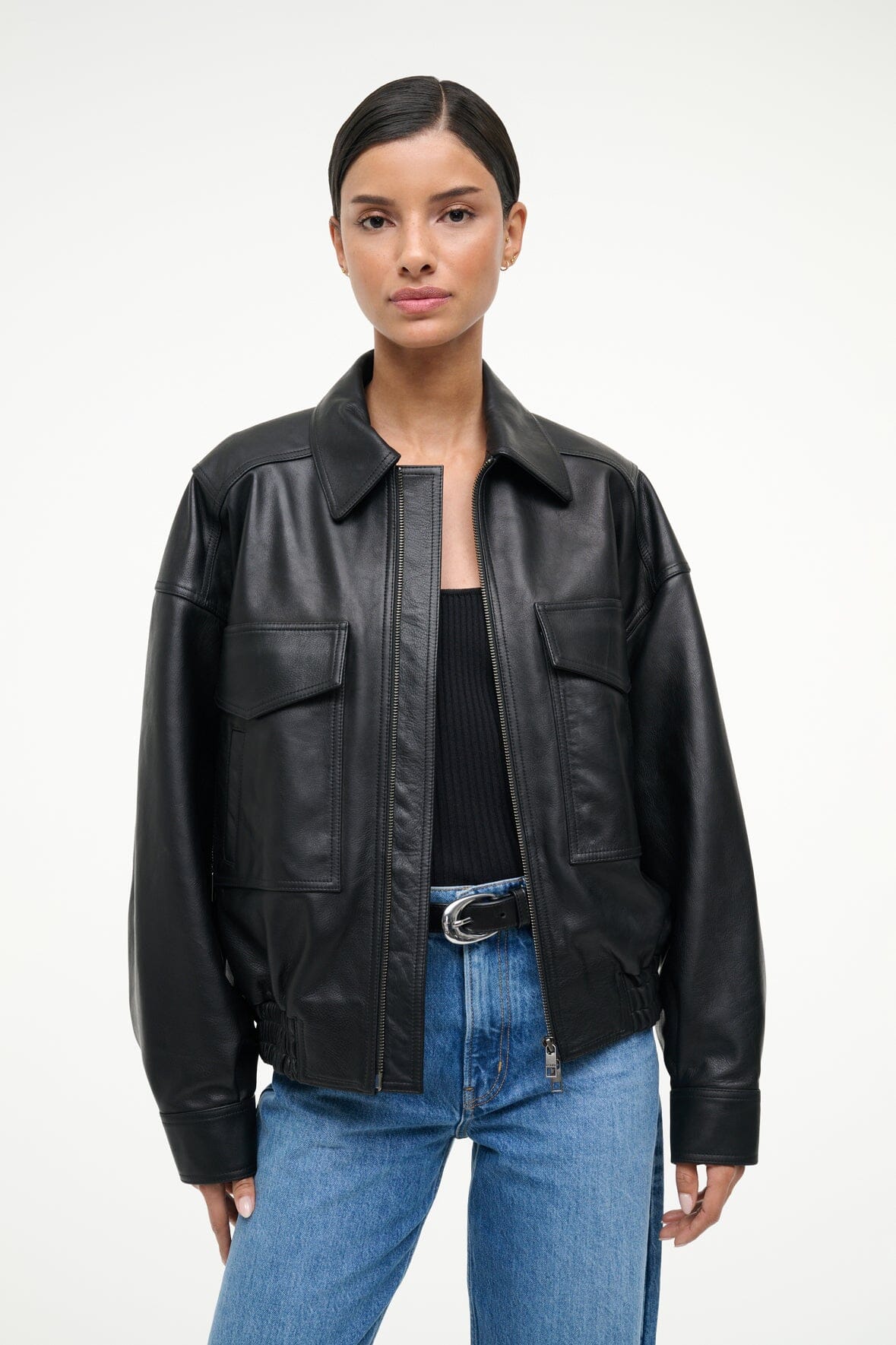 STAUD | Eugene Leather Jacket Black