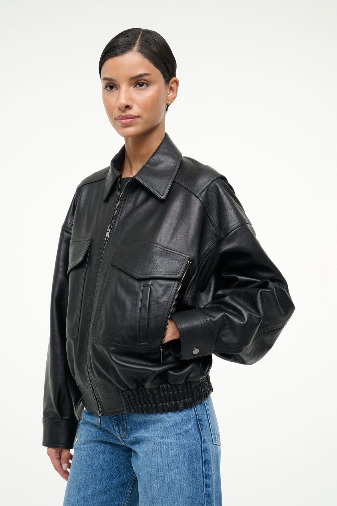 STAUD | Eugene Leather Jacket Black