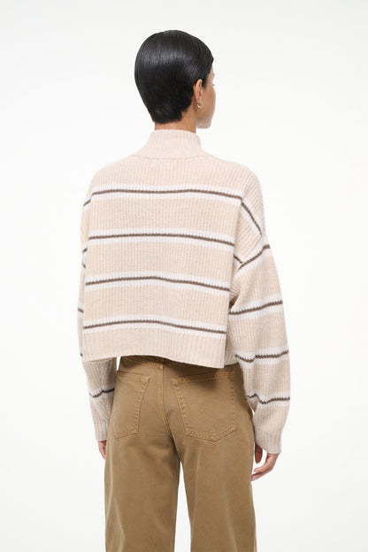 STAUD | Cashmere Cropped Hampton Sweater Whisper Stripe