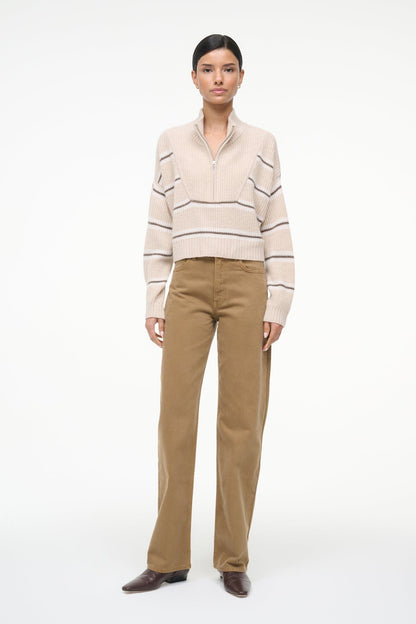 STAUD | Cashmere Cropped Hampton Sweater Whisper Stripe