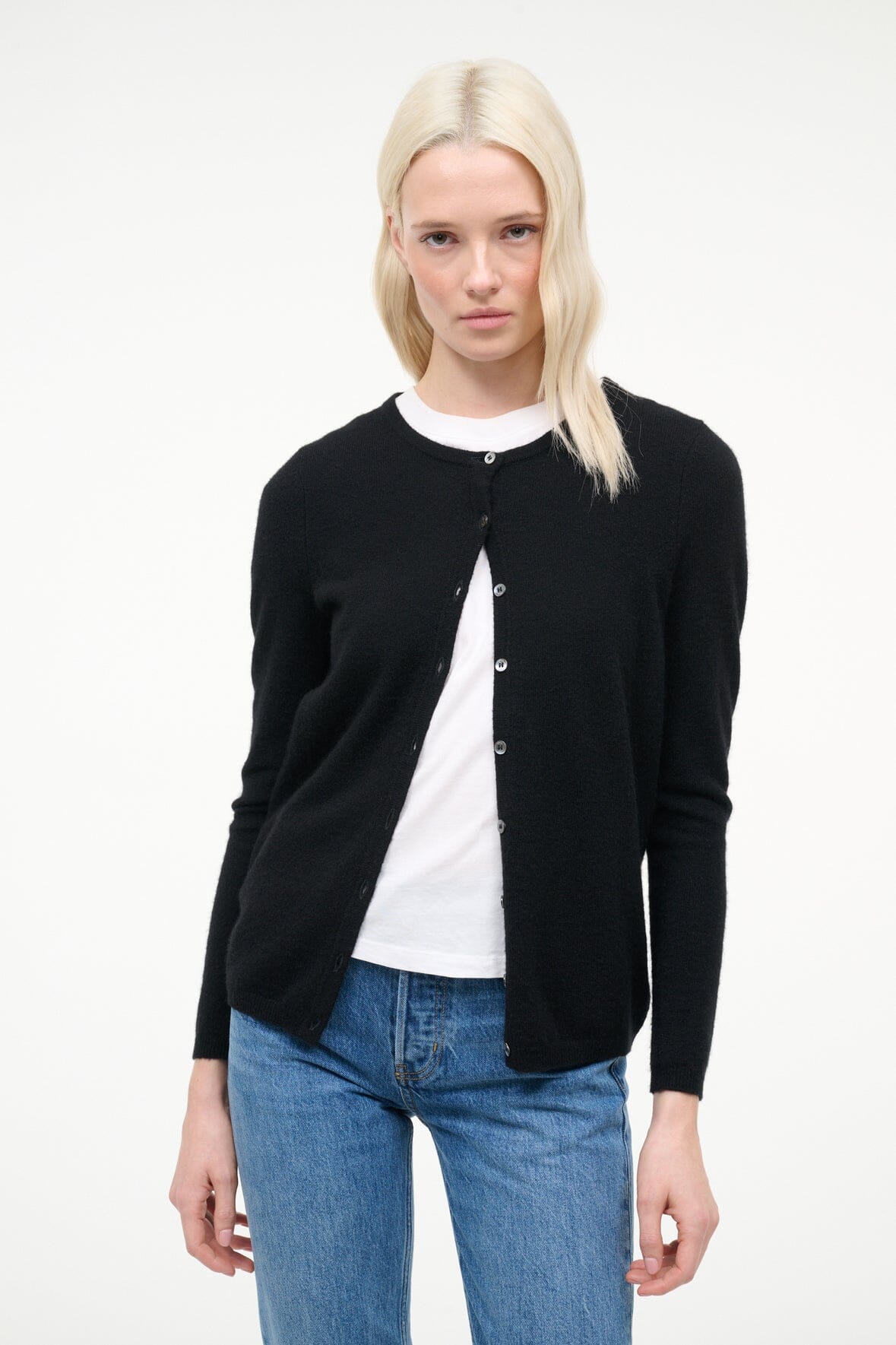 STAUD | Midnight Cashmere Cardigan Black