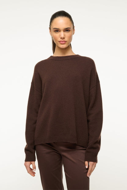 STAUD | Serrano Cashmere Relaxed Crew Dark Chocolate