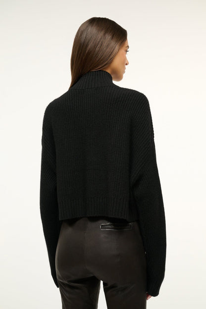 STAUD | Cashmere Cropped Hampton Sweater Black