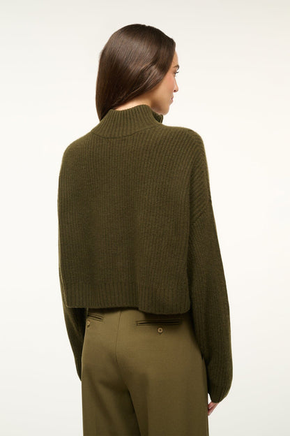 STAUD | Cashmere Cropped Hampton Sweater Olive