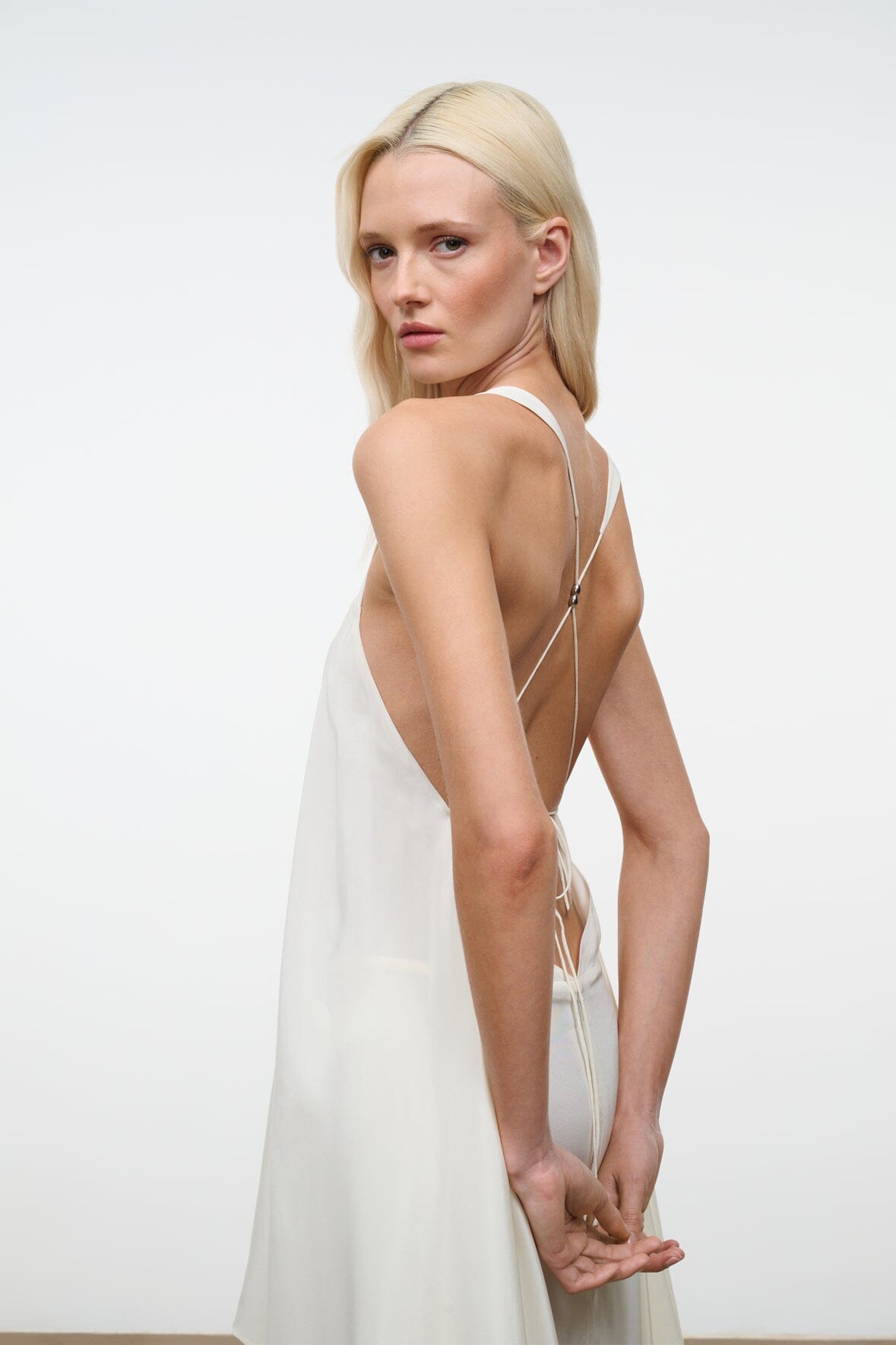 STAUD | Kira Silk Dress Ivory