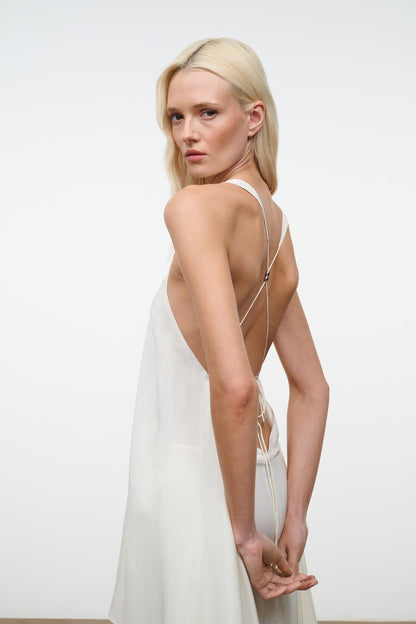 STAUD | Kira Silk Dress Ivory