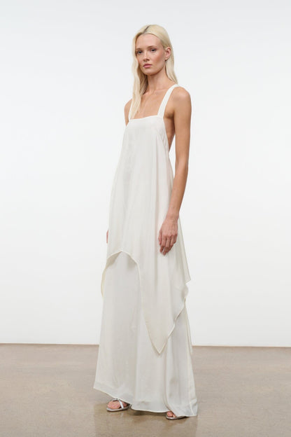 STAUD | Kira Silk Dress Ivory