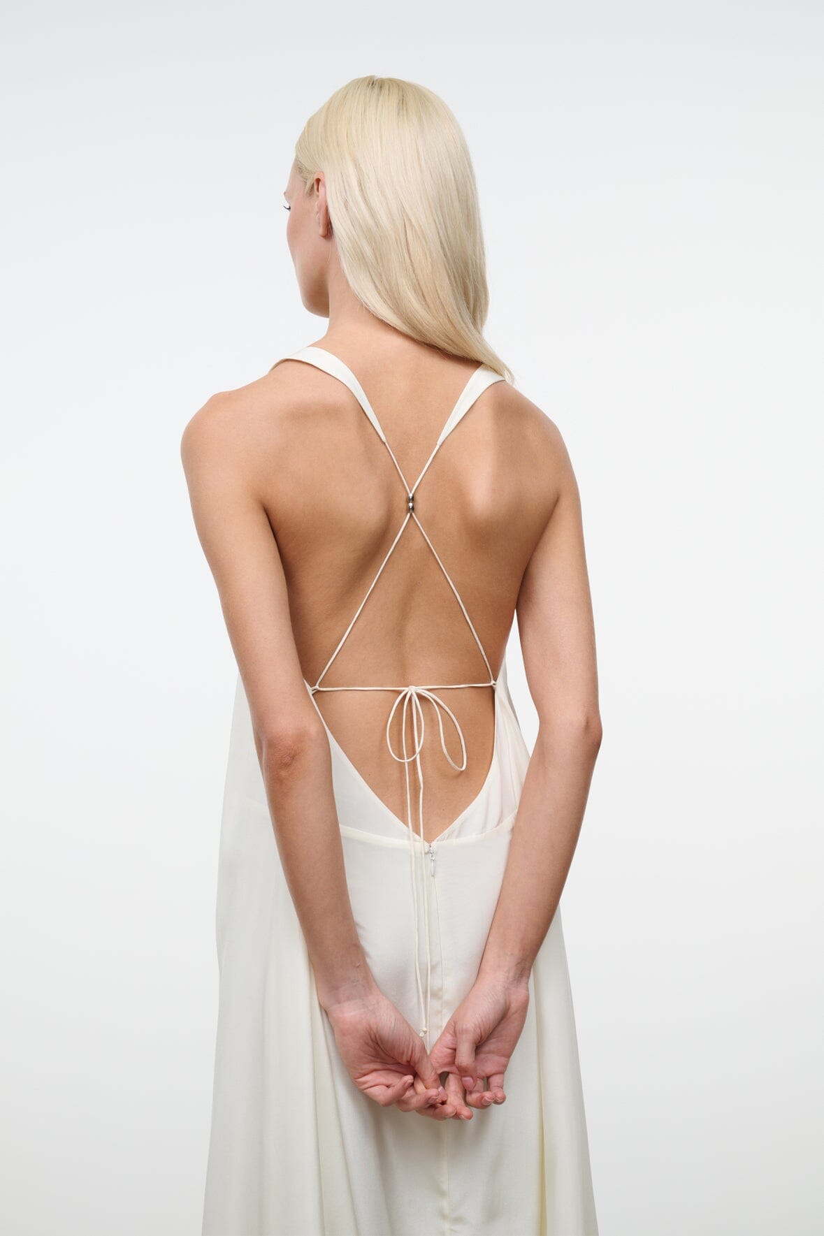 STAUD | Kira Silk Dress Ivory