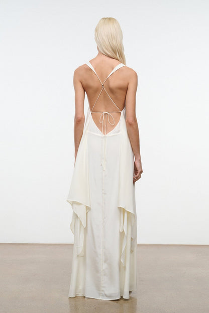 STAUD | Kira Silk Dress Ivory
