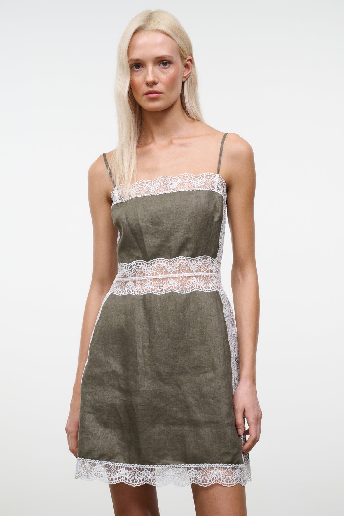 STAUD | Amalina Linen Mini Dress Thyme