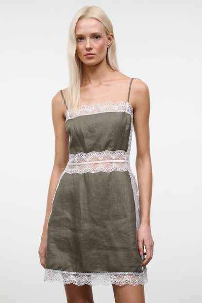 STAUD | Amalina Linen Mini Dress Thyme