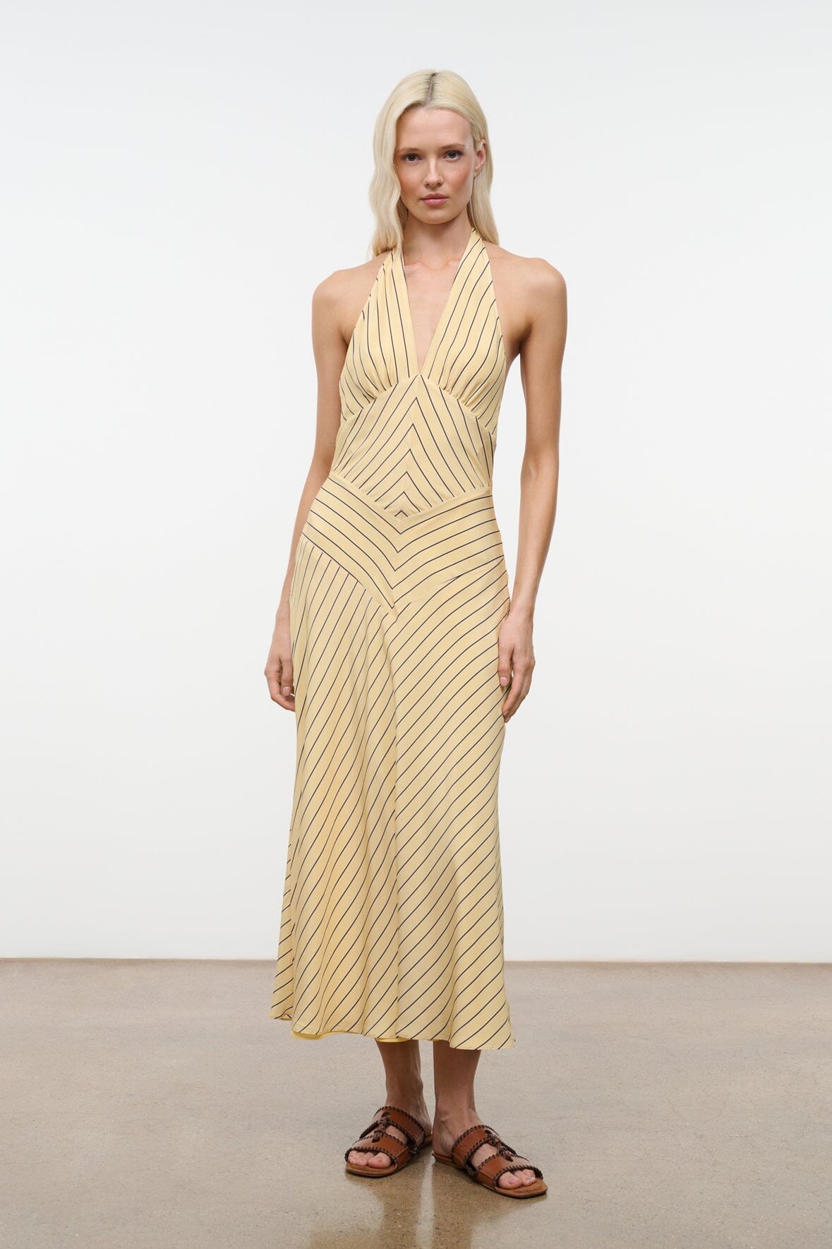 STAUD | Louise Silk Dress Monday Stripe