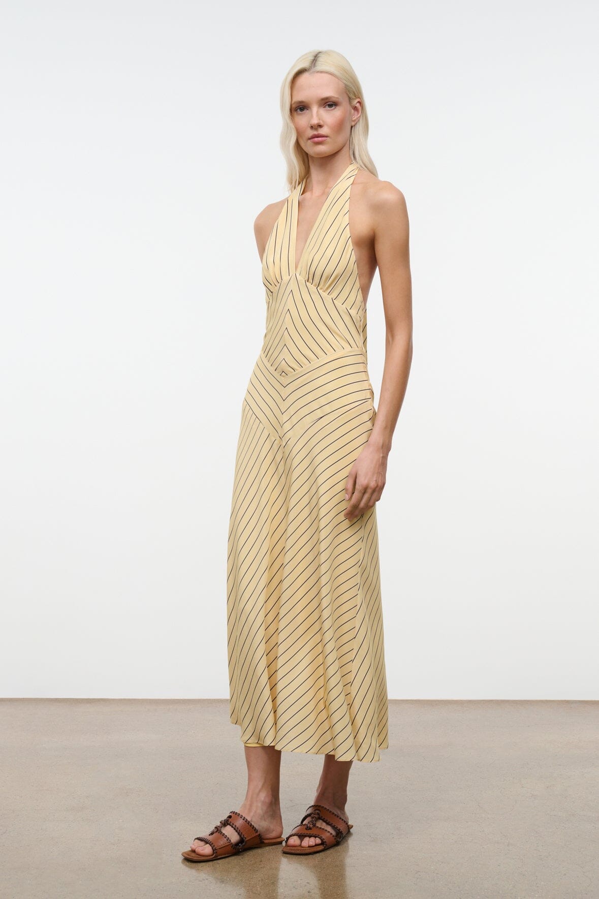 STAUD | Louise Silk Dress Monday Stripe
