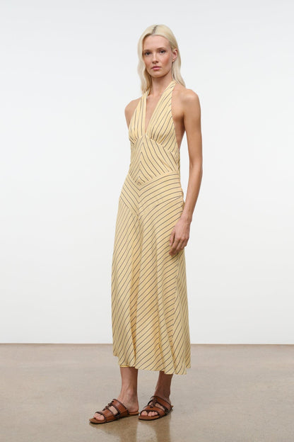 STAUD | Louise Silk Dress Monday Stripe