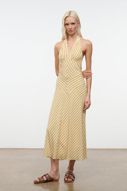 STAUD | Louise Silk Dress Monday Stripe