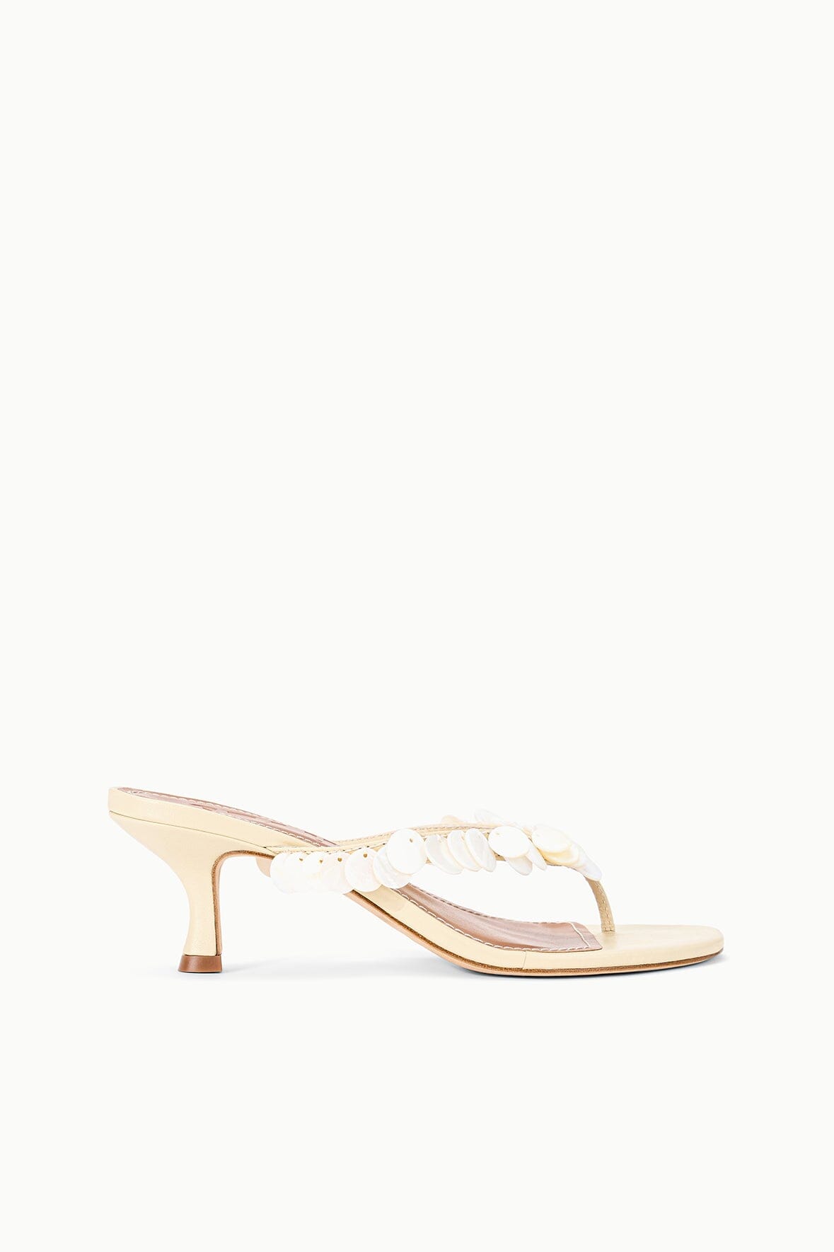 STAUD | Freja Cream Leather Kitten Heel Sandals - Staud