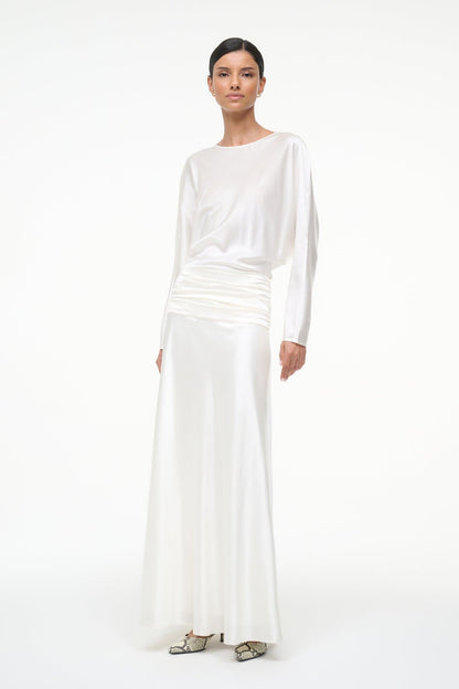 STAUD | Freda Silk Dress Ivory