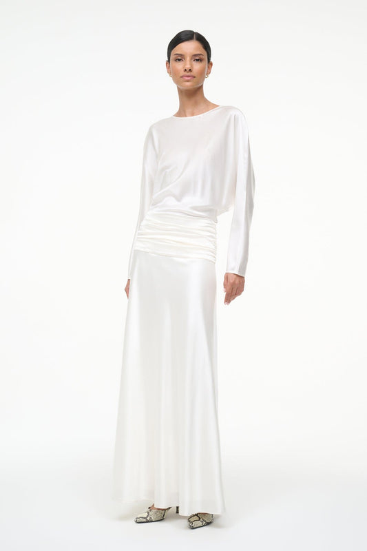 STAUD | Freda Silk Dress Ivory