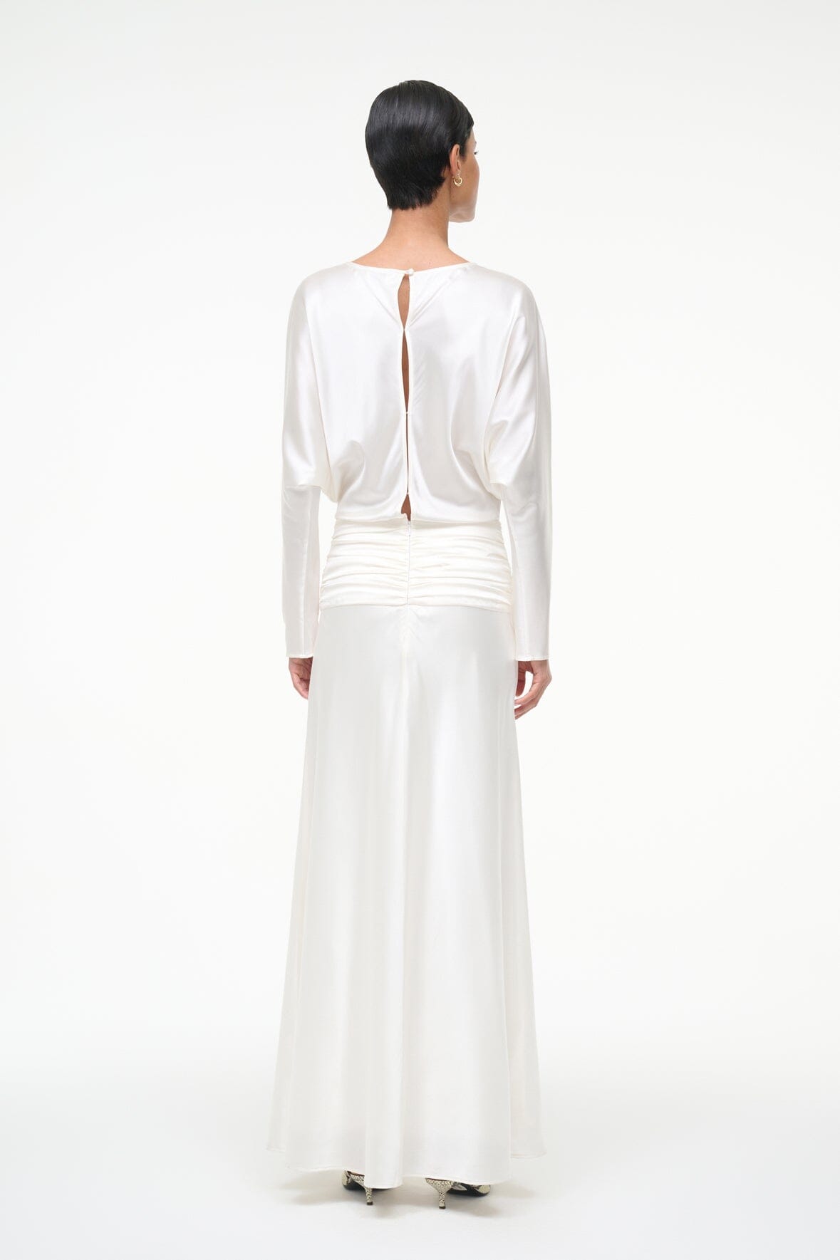 STAUD | Freda Silk Dress Ivory