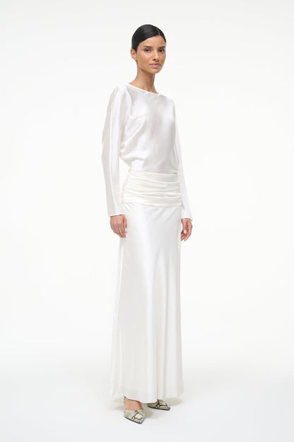 STAUD | Freda Silk Dress Ivory