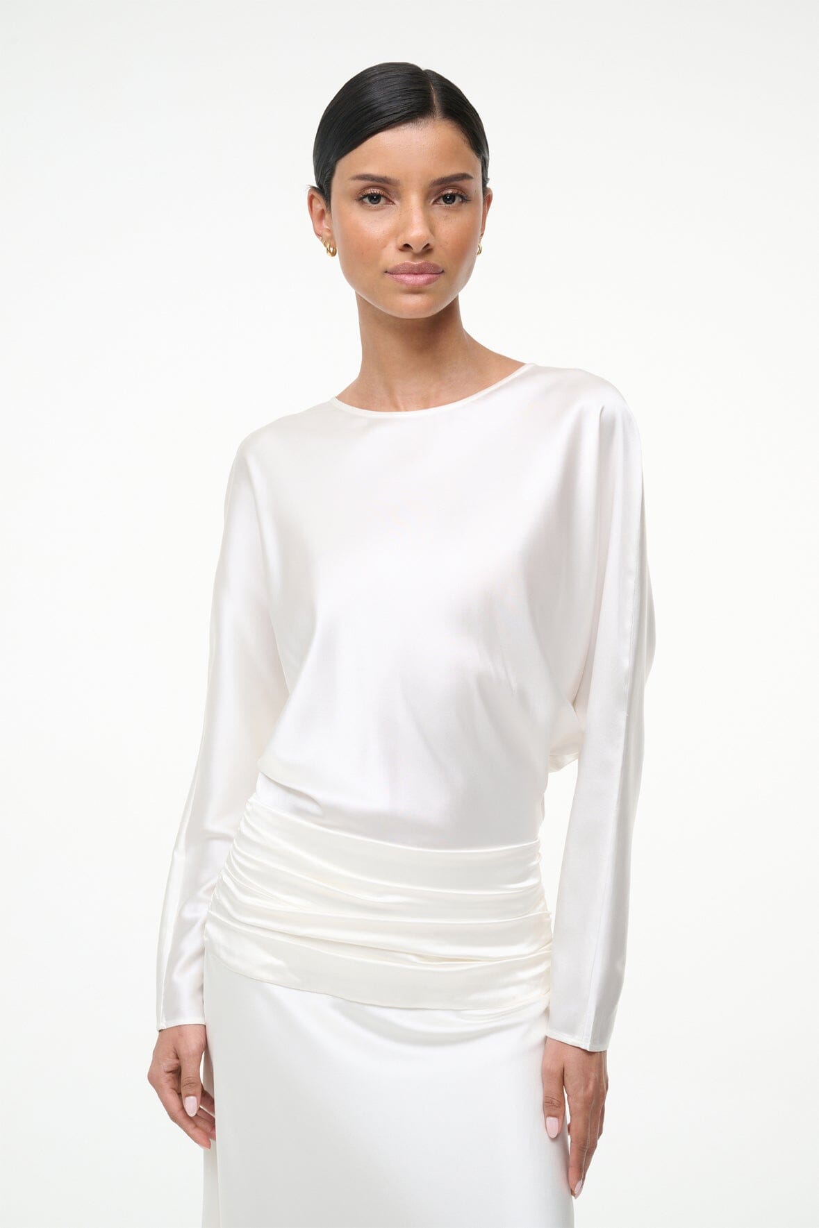 STAUD | Freda Silk Dress Ivory