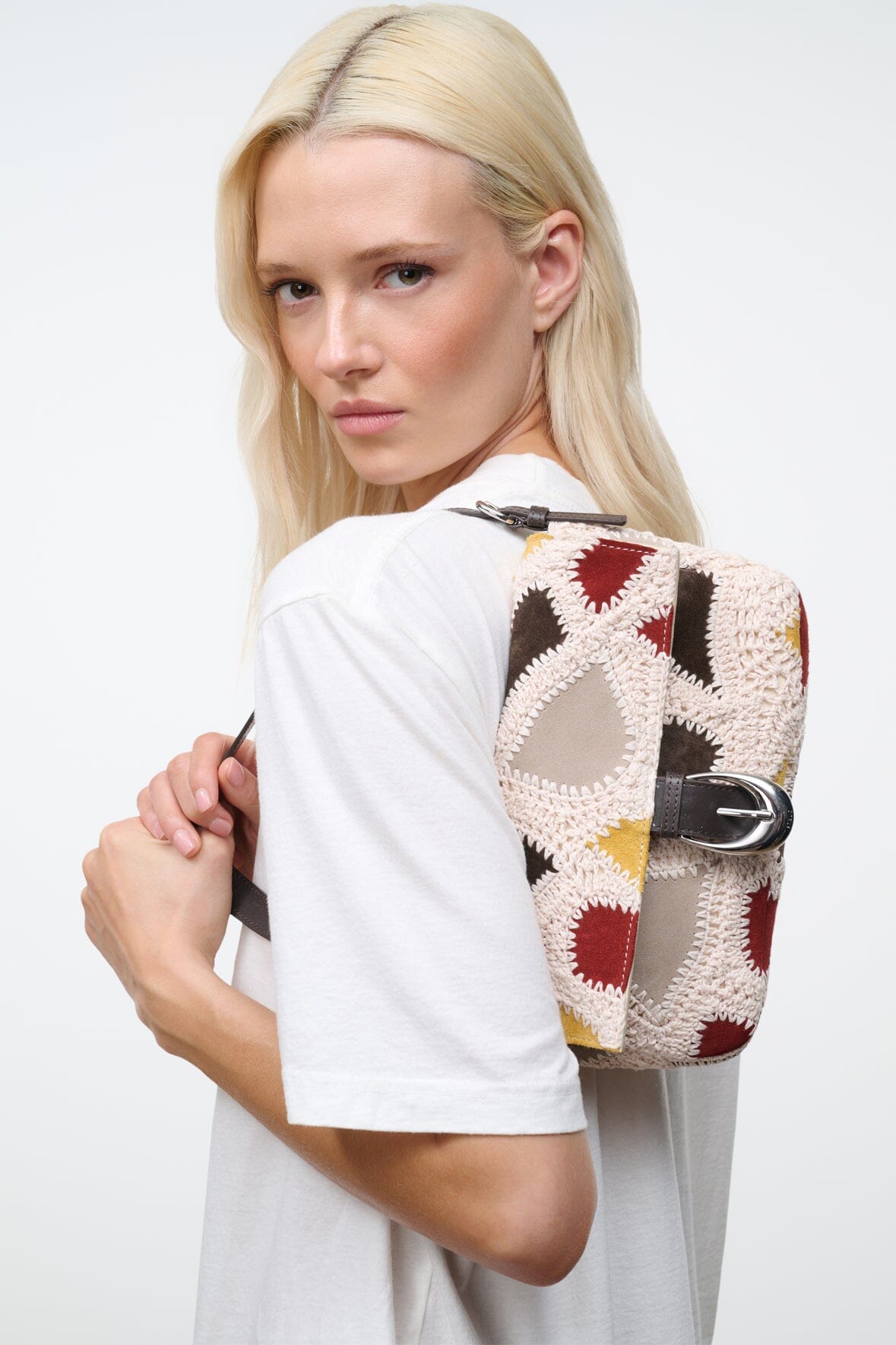 STAUD | Harlow Bag Suede Patchwork
