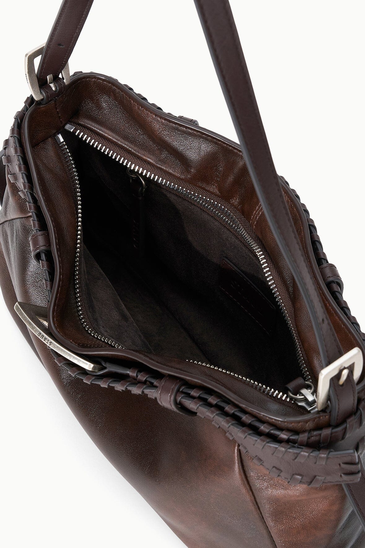 STAUD | Brooklyn Shoulder Bag Espresso Distressed