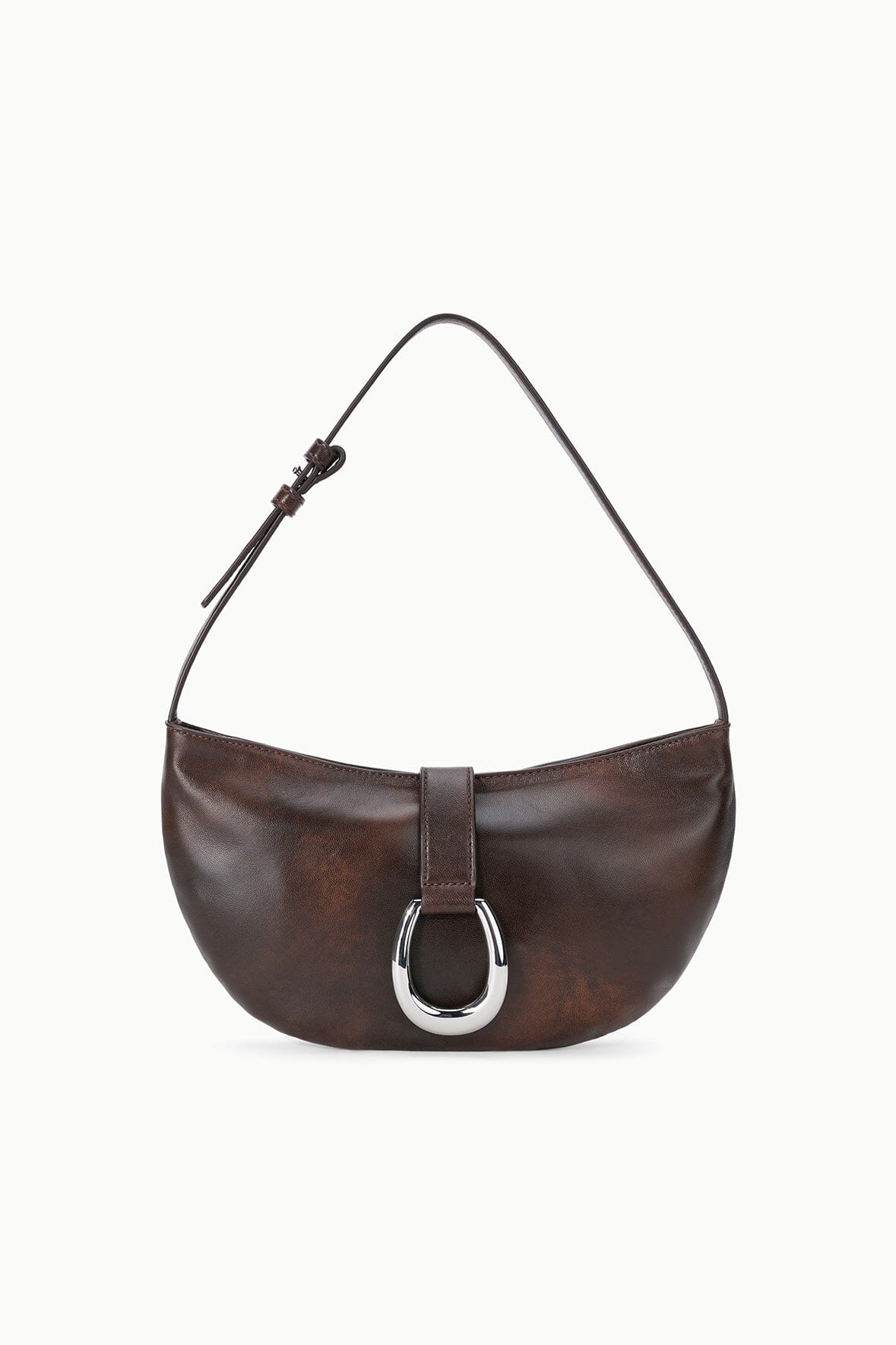 STAUD | Harlow Crescent Shoulder Bag Espresso Distressed