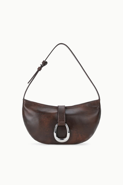 STAUD | Harlow Crescent Shoulder Bag Espresso Distressed