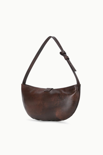 STAUD | Harlow Crescent Shoulder Bag Espresso Distressed