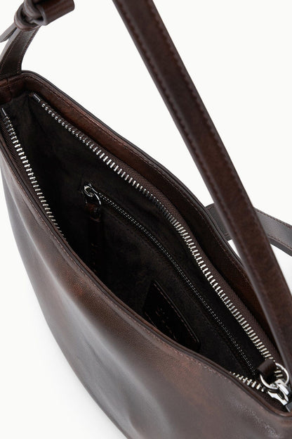 STAUD | Harlow Crescent Shoulder Bag Espresso Distressed