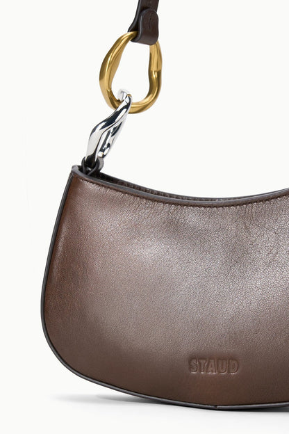 STAUD | Ollie Bag Espresso Leather Metallic Shoulder Bag - Staud