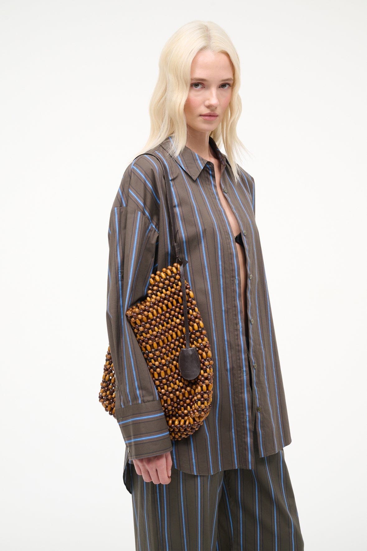 STAUD | Drift Shoulder Bag Multi Wood Beads