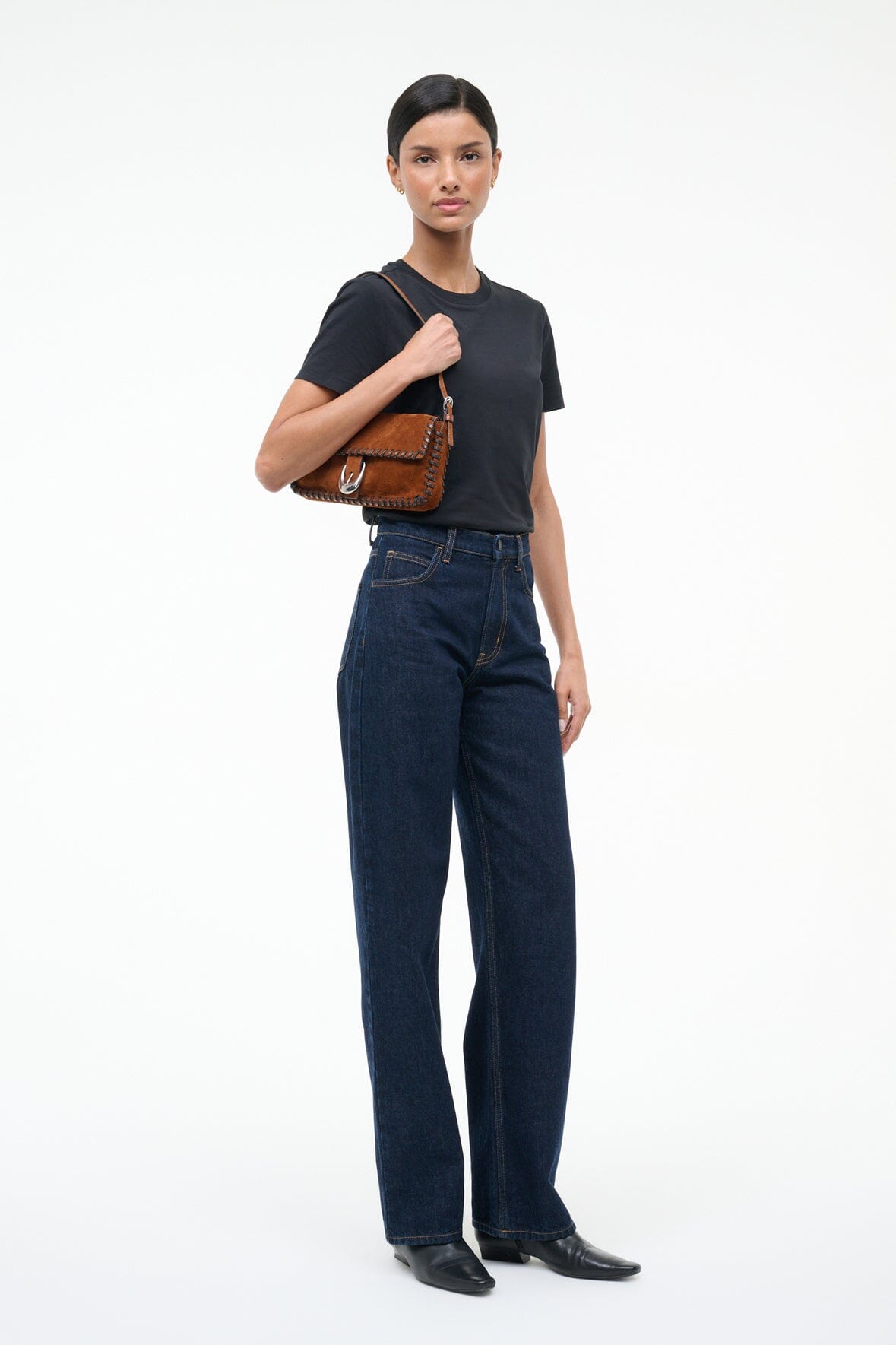 STAUD | Harlow Bag Tabac Suede Espresso