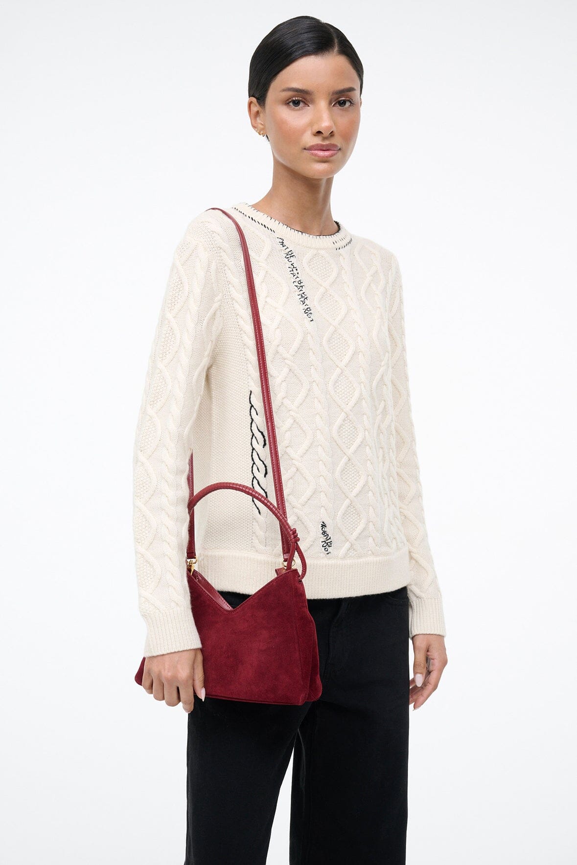 STAUD | Valerie Shoulder Bag Pinot Suede