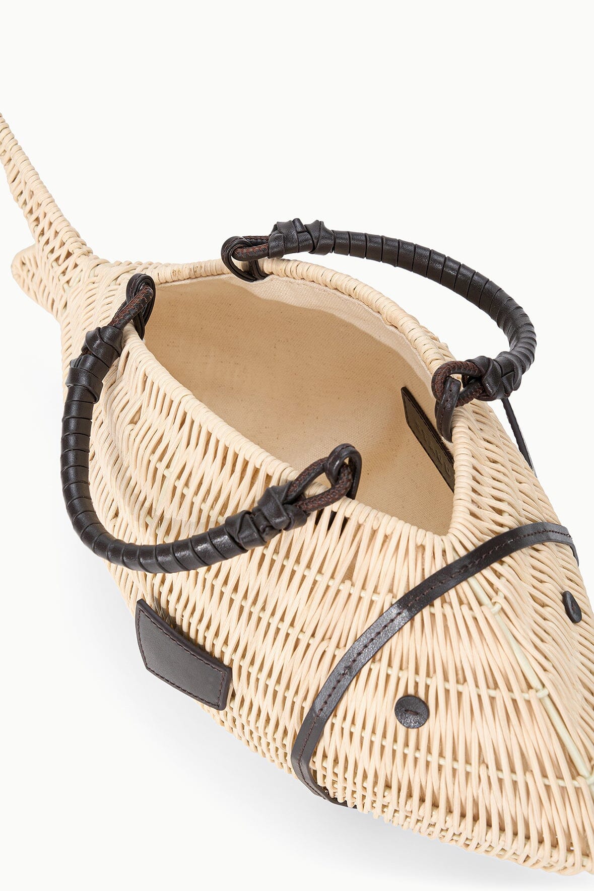STAUD | Cleo Fish Bag - Natural Wicker Fish Handbag - Staud