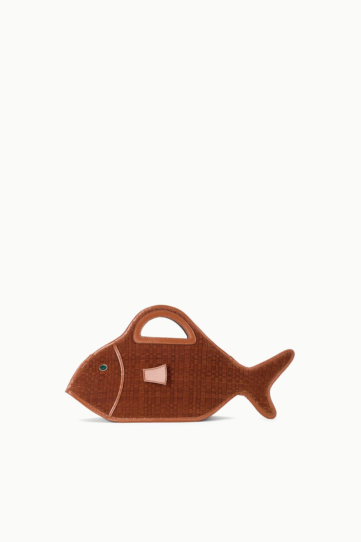 STAUD | Cleo Fish Bag In Tabac - Unique Woven Suede Design