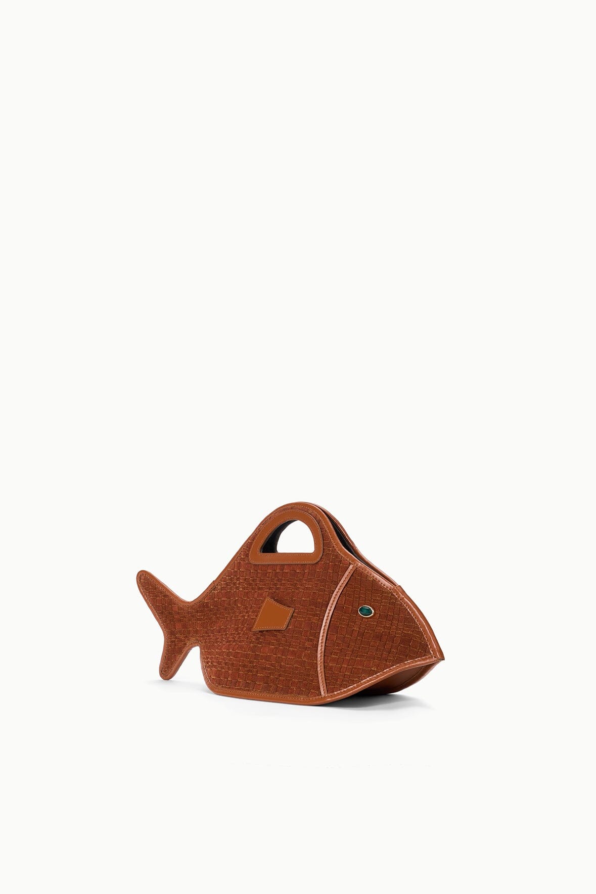 STAUD | Cleo Fish Bag In Tabac - Unique Woven Suede Design