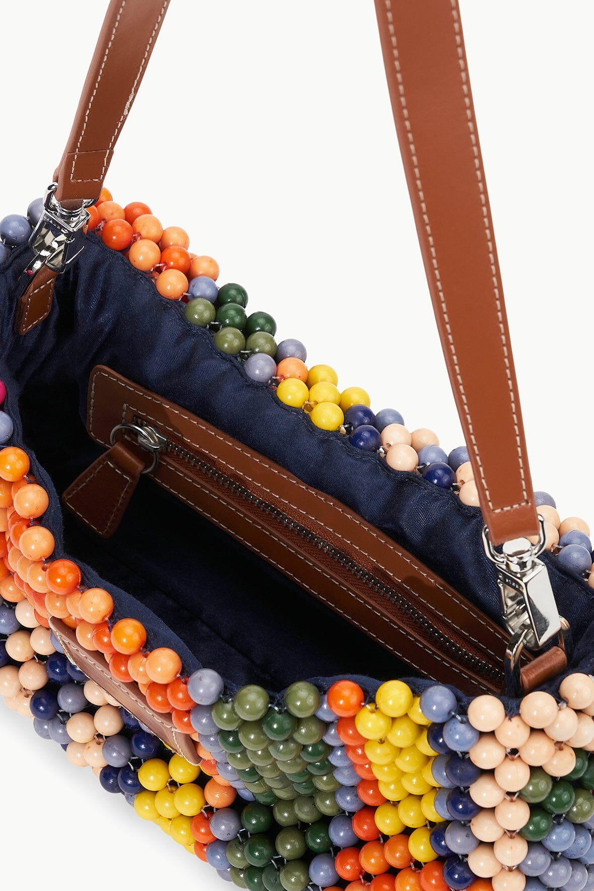 STAUD | Timmy Beaded Shoulder Bag Multi Bayadere Stripe