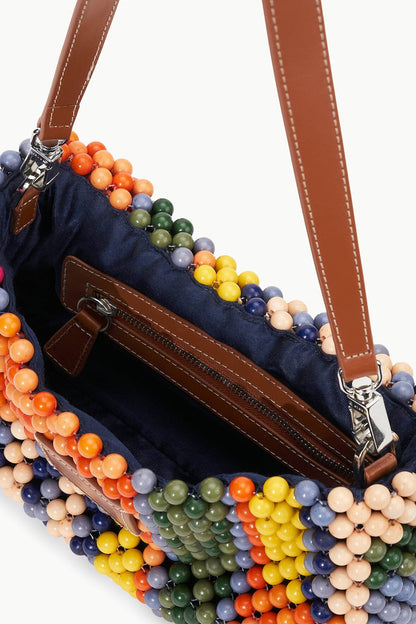STAUD | Timmy Beaded Shoulder Bag Multi Bayadere Stripe