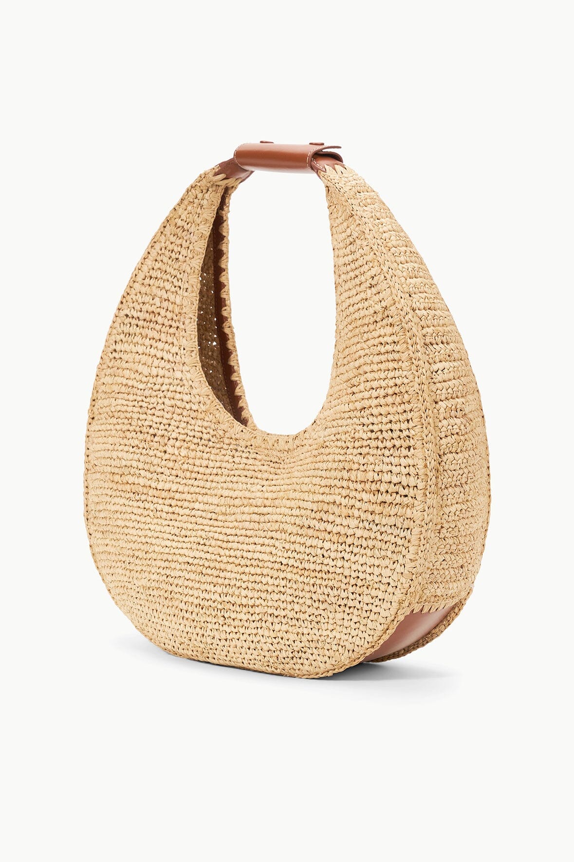 STAUD | Large Raffia Moon Tote Bag Natural Tan